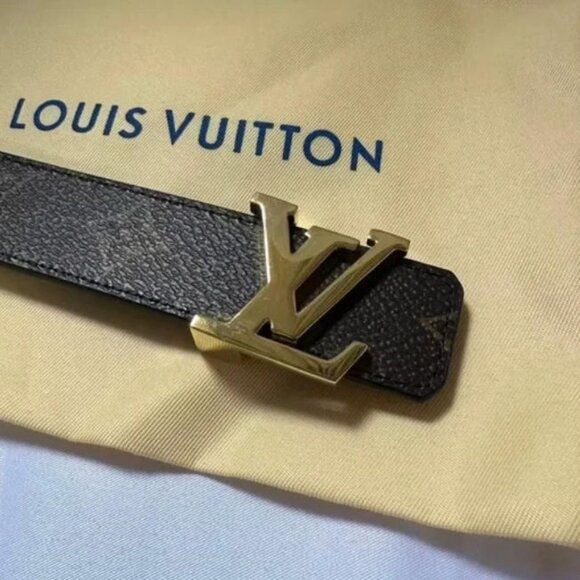 Louis Vuitton Monogram Leather Belt 💛 Gold LV Buckle 85cm / 34in - Picture 4 of 5